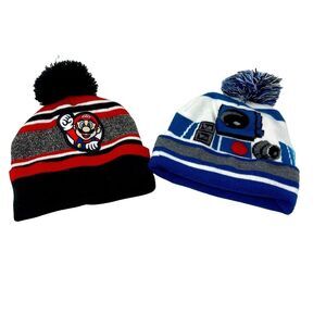 Pair of‎ Super Mario and Star Wars Kids Winter Beanie Hats